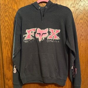 Fox Women's Hoodie in Charcoal and Pink